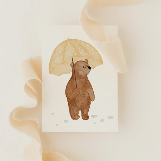 Card “Bear with Umbrella”
