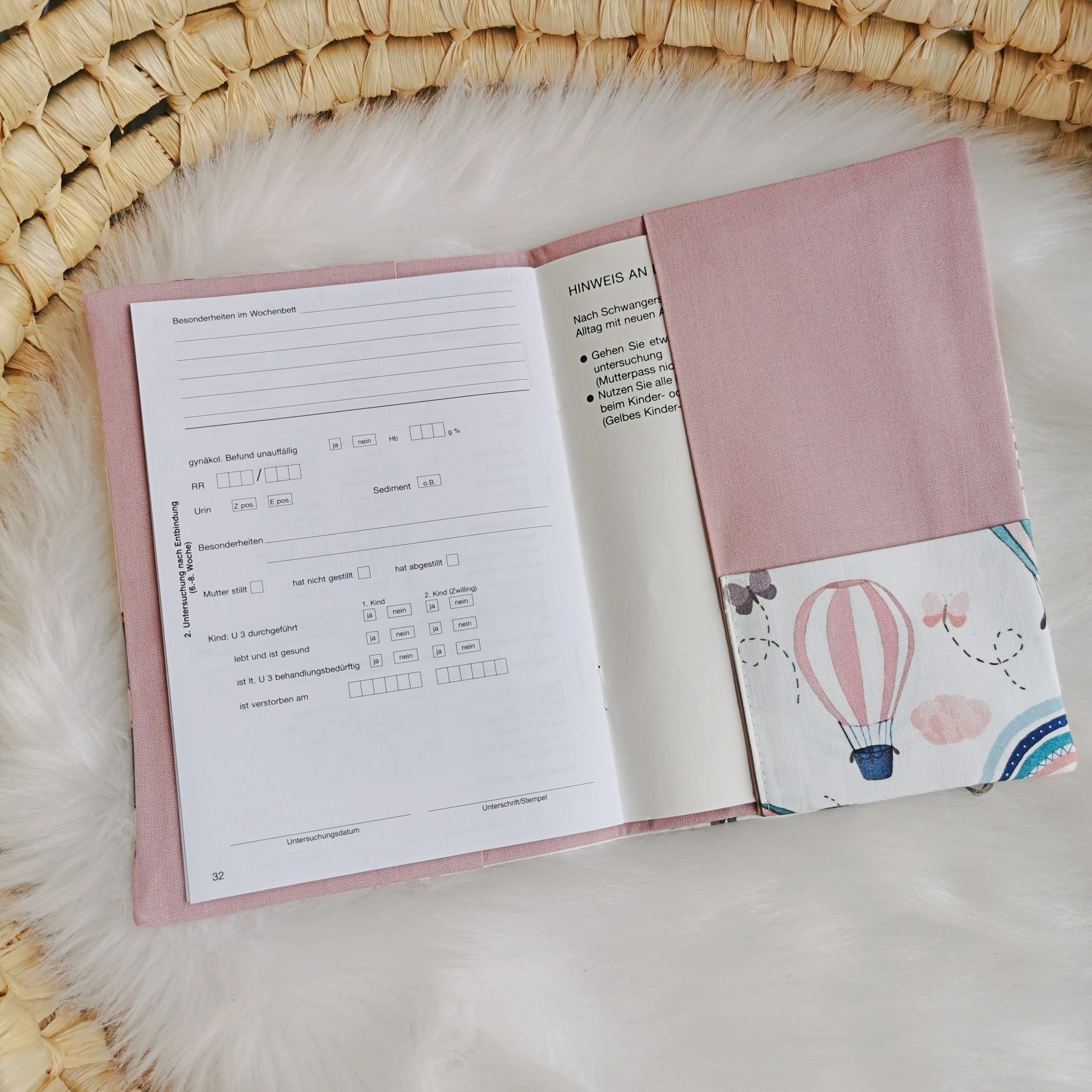 Etui passeport maternité "Balloons", rose