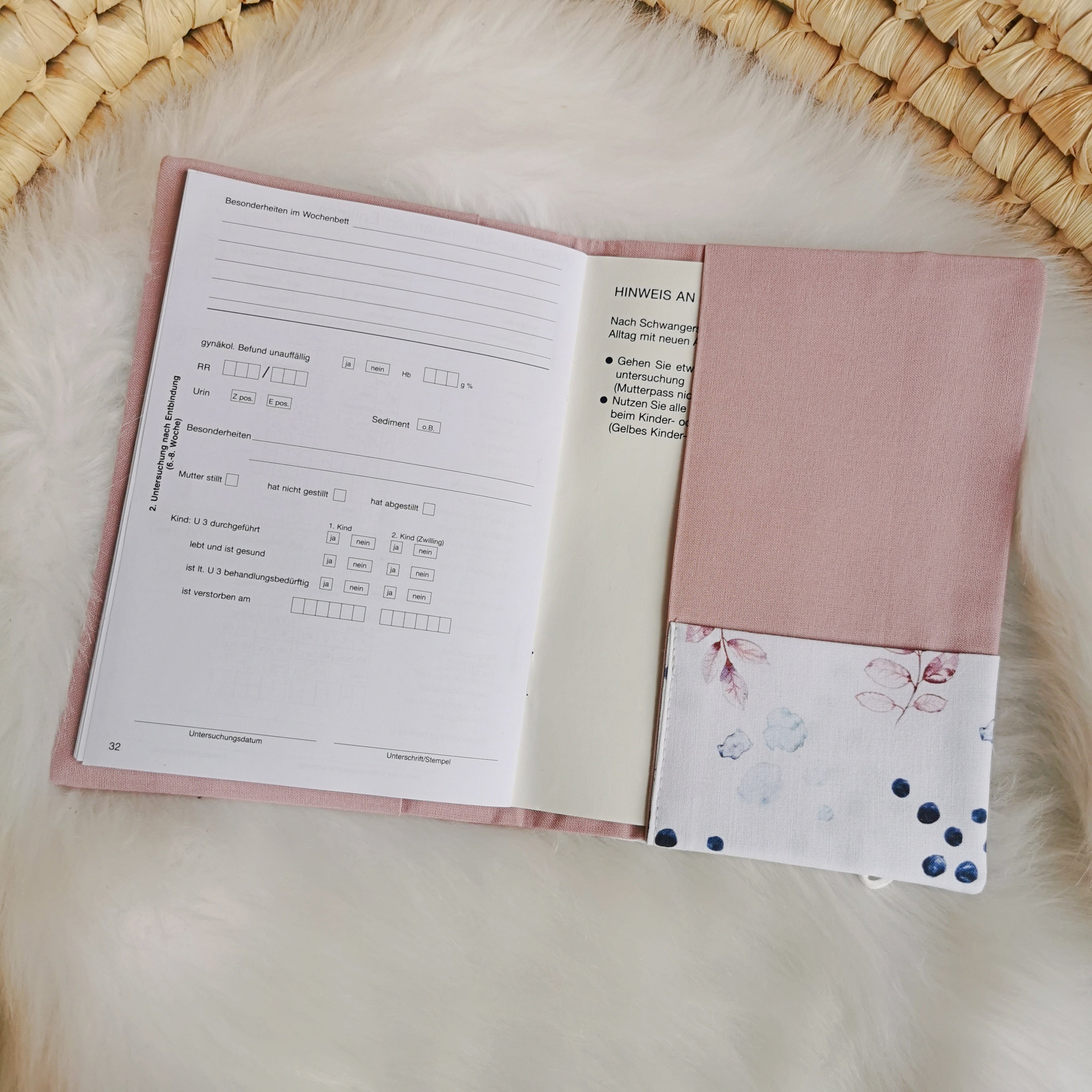 Etui Passeport Maternité "Feuilles &amp; Pois"