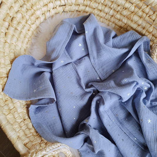 Muslin cloth "Stars", blue