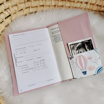 Maternity passport cover "Balloons", pink