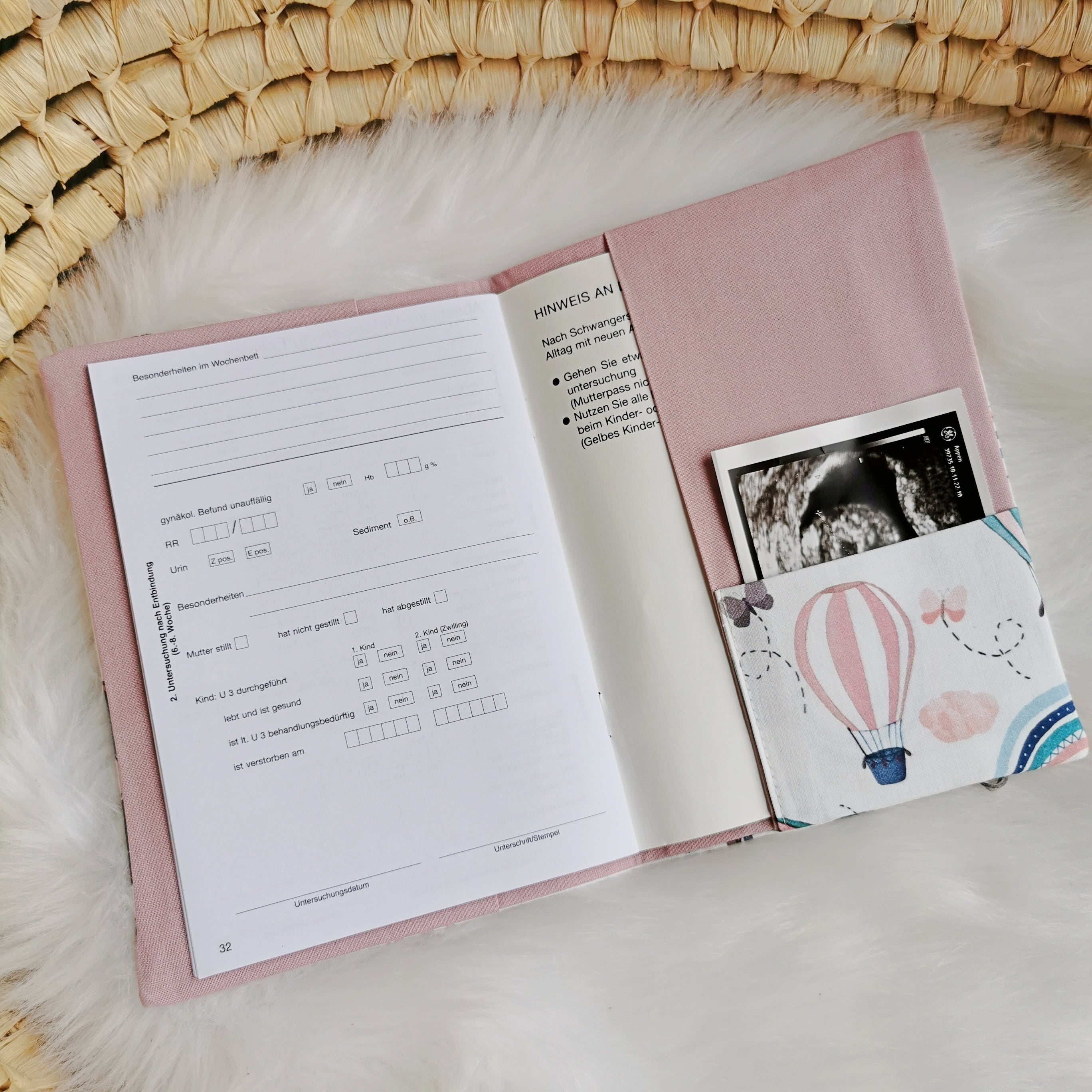 Etui passeport maternité "Balloons", rose