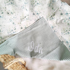 Babydecke aus 100% Baumwolle mit Namen | Geschenk zur Geburt | personalisiert | Geburtsdecke | Kuscheldecke | Eukalyptus | handmade Shop aus Hamburg | nachhaltig | plastikfreier Versand